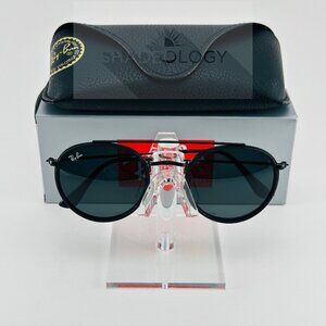 Ray-Ban RB3647N 002/R5 Sunglasses Unisex Double Round Bridge Black/Grey 51mm